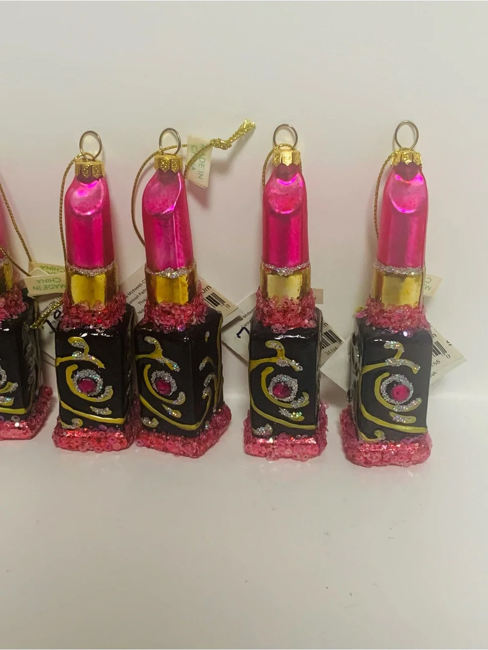 Lipstick Glass Christmas Ornament x6